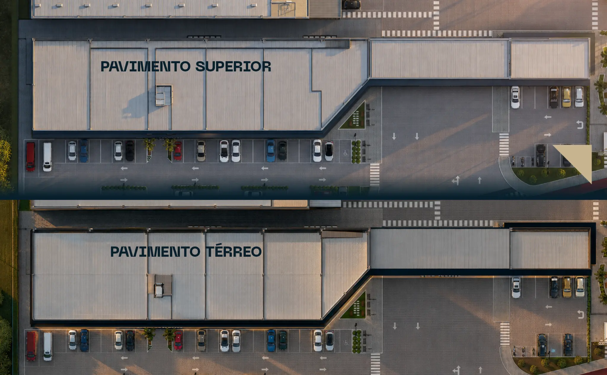 Comparativo dos pavimentos superior e térreo do HCENTER INDAIAL